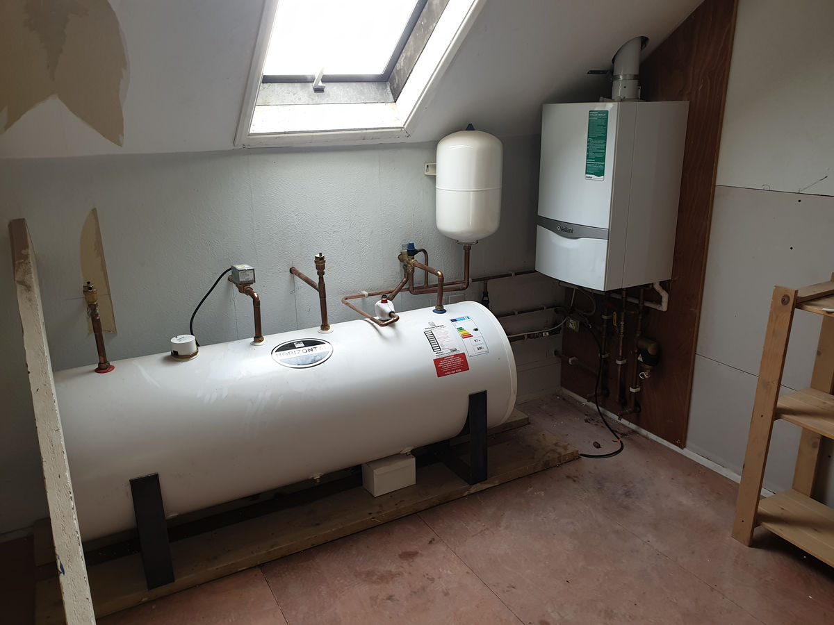 Hot water and heating equipment installed in a plant room